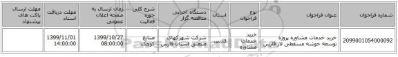 خرید خدمات مشاوره پروژه توسعه خوشه مسقطی لار فارس