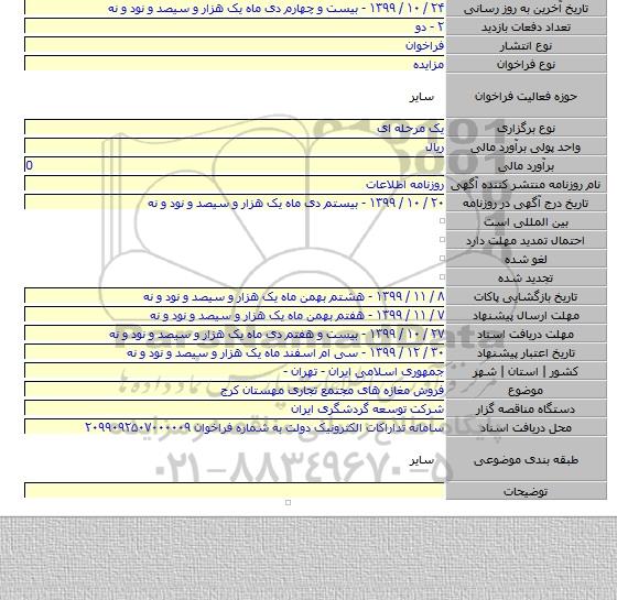 فروش مغازه های مجتمع تجاری مهستان کرج