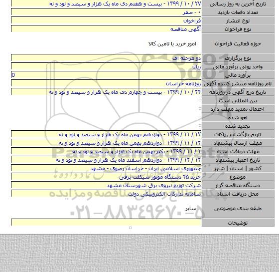 خرید ۴۵ دستگاه موتور سیکلت برقی