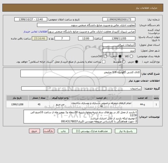 استعلام کانال کشی گالوانیزه 0/6 میلیمتر