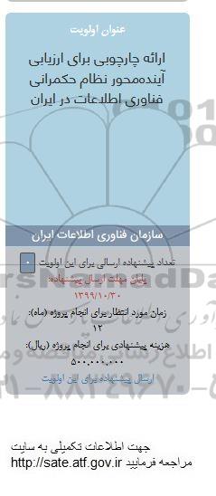 فراخوان، فراخوان ارائه چارچوبی برای ارزیابی آینده محور نظام حکمرانی