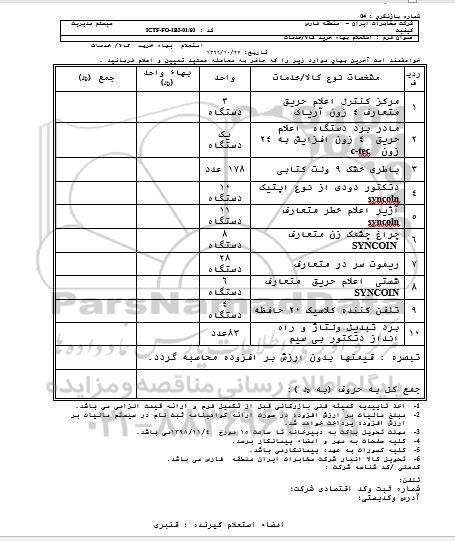 استعلام مرکز کنترل اعلام حریق متعارف 4 زون آریاک....