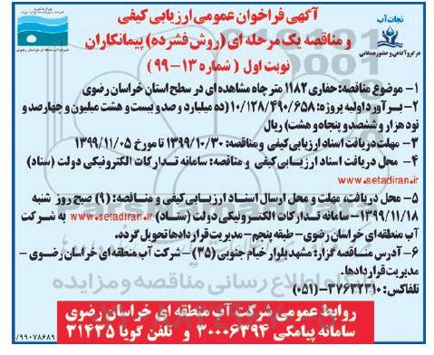 فراخوان عمومی حفاری 1182 متر چاه مشاهده ای...