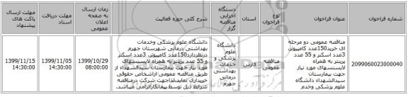 مناقصه عمومی دو مرحله ای خرید150عدد کامپیوتر، 3عدد اسکنر و 55 عدد پرینتر به همراه لایسنسهای مورد نیاز جهت بیمارستان سیدالشهداء دانشگاه علوم پزشکی وخدم
