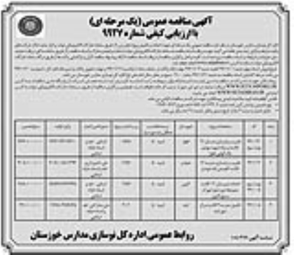 مناقصه عمومی, مناقصه تخریب و بازسازی دبستان 12 کلاسه پسرانه و ...