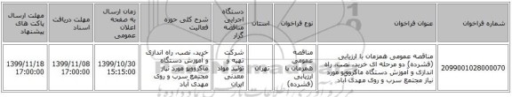 مناقصه عمومی همزمان با ارزیابی (فشرده) دو مرحله ای خرید، نصب، راه اندازی و آموزش دستگاه ماکروویو مورد نیاز مجتمع سرب و روی  مهدی آباد 