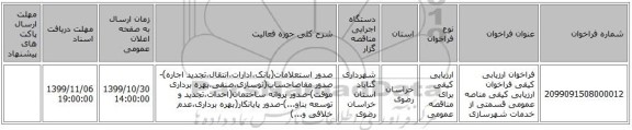 فراخوان ارزیابی کیفی فراخوان ارزیابی کیفی مناصه عمومی قسمتی از خدمات شهرسازی