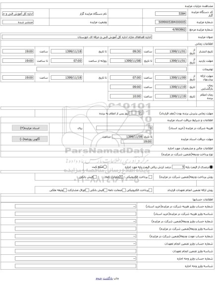 اجاره فضاهای مازاد اداره کل آموزش فنی و حرفه ای خوزستان