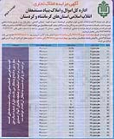 مزایده املاک تجاری نوبت دوم