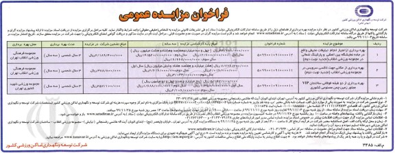 فراخوان مزایده، فراخوان مزایده بهره برداری از فضاهای ...