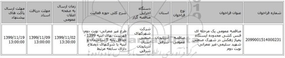 مناقصه عمومی یک مرحله ای فنس کشی محدوده ایستگاه پمپاژ زهکش در شهرک صنعتی شهید سلیمی-غیر عمرانی- نوبت دوم