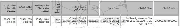 مناقصه عمومی همزمان با ارزیابی (فشرده) دو مرحله ای تخته وایت برد