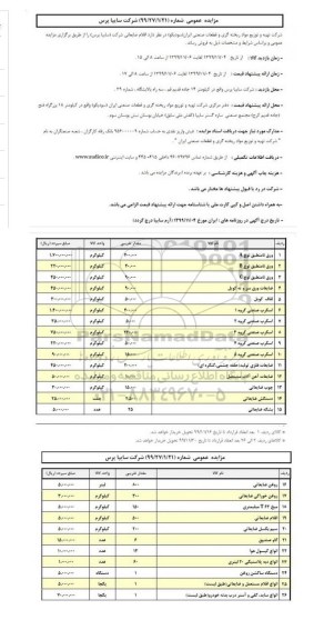 مزایده اقلام ضایعاتی