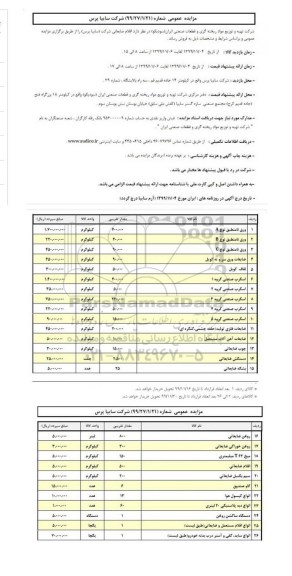 مزایده اقلام ضایعاتی 