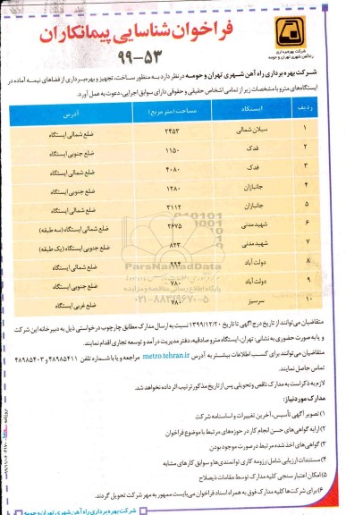 فراخوان, فراخوان شناسایی پیمانکاران ساخت ، تجهیز و بهره برداری از فضاهای نیمه آماده - 99.11.6