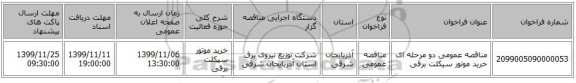مناقصه عمومی دو مرحله ای خرید موتور سیکلت برقی