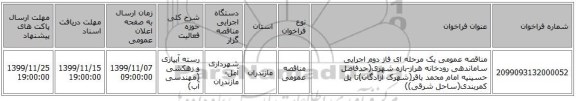 مناقصه عمومی یک مرحله ای فاز دوم اجرایی ساماندهی رودخانه هراز-بازه شهری(حدفاصل حسینیه امام محمد باقر(شهرک آزادگان)تا پل کمربندی(ساحل شرقی))