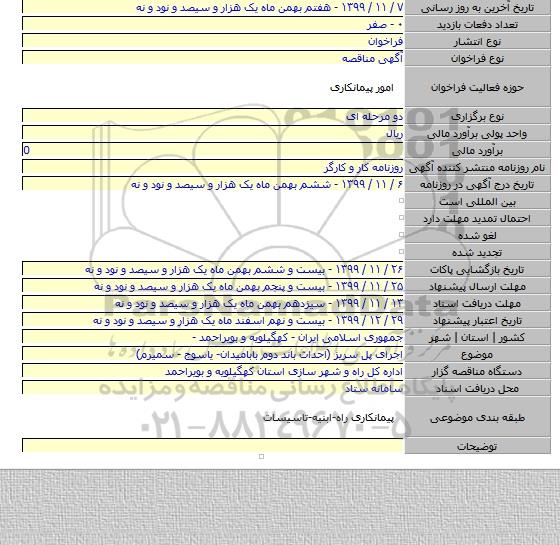 اجرای پل سریز (احداث باند دوم بابامیدان- یاسوج - سمیرم)