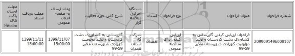 فراخوان ارزیابی کیفی گازرسانی به کشاورزی دشت کردستان و تولید دولومیت کهزادی شهرستان ملایر 59-99