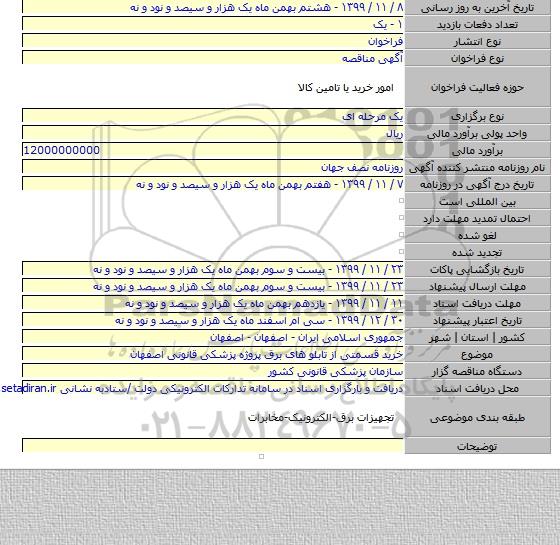 خرید قسمتی از تابلو های برق پروژه پزشکی قانونی اصفهان