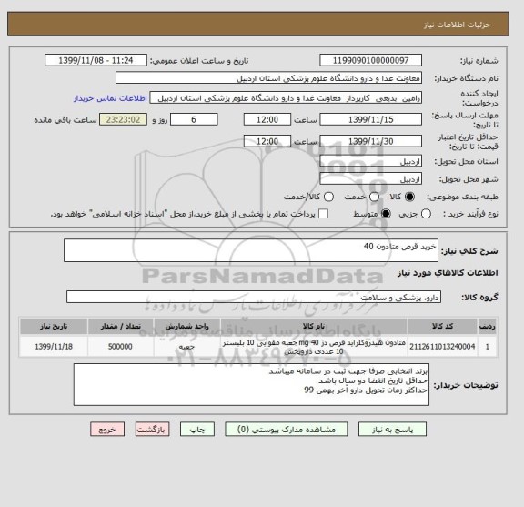 استعلام خرید قرص متادون 40