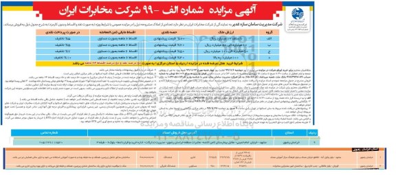 مزایده تعدادی از املاک 