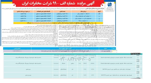 مزایده تعدادی از املاک 