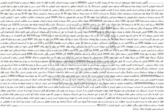 آگهی مزایده ششدانگ یک باب آپارتمان