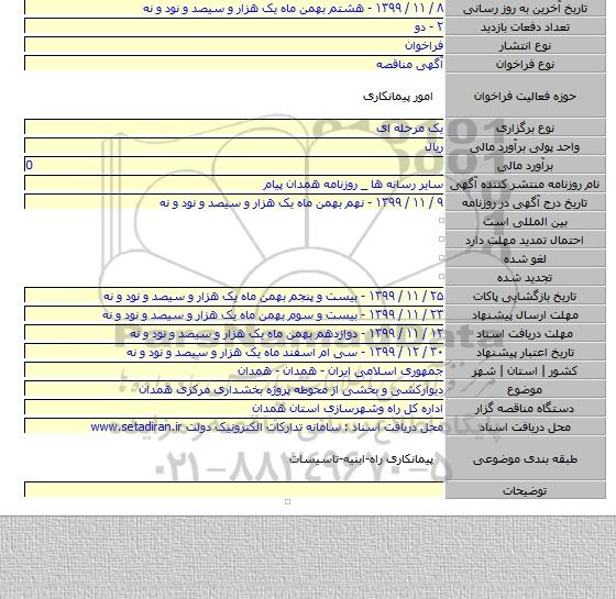 دیوارکشی و بخشی از محوطه پروژه بخشداری مرکزی همدان