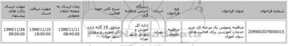 مناقصه عمومی یک مرحله ای خرید خدمات آموزشی برای فعالیت های سواد آموزی 