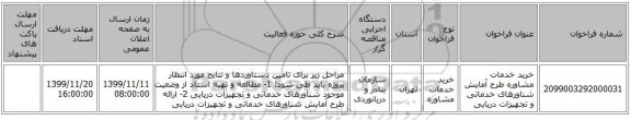 خرید خدمات مشاوره طرح آمایش شناورهای خدماتی و تجهیزات دریایی