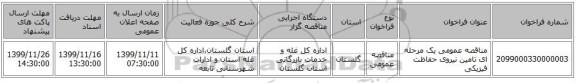مناقصه عمومی یک مرحله ای تامین نیروی حفاظت فیزیکی