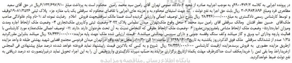 مزایده سرقفلی یک باب مغازه