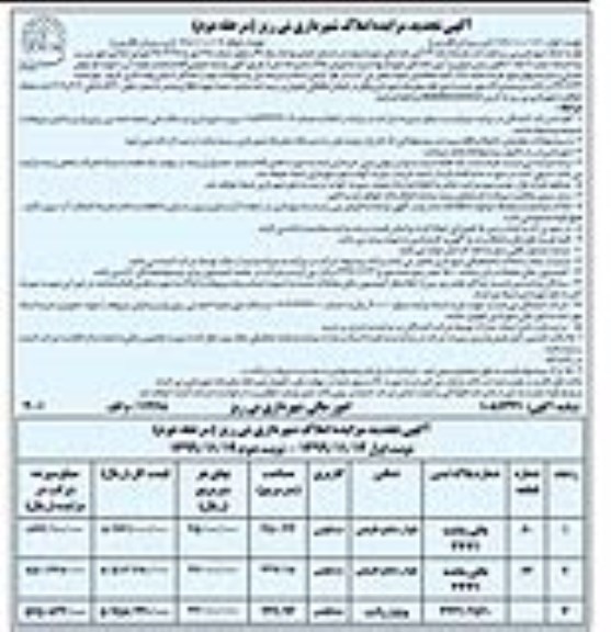 مزایده،مزایده فروش املاک کاربری مسکونی مرحله دوم نوبت اول