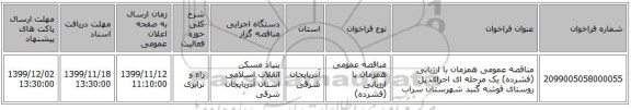 مناقصه عمومی همزمان با ارزیابی (فشرده) یک مرحله ای اجرای پل روستای قوشه گنبد شهرستان سراب