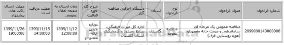 مناقصه عمومی یک مرحله ای ساماندهی و مرمت خانه مقصودلو (موزه روستایی قرق)