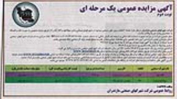 مزایده, مزایده واگذاری تعداد 2 قطعه از زمین های صنعتی  نوبت دوم 