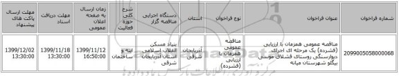 مناقصه عمومی همزمان با ارزیابی (فشرده) یک مرحله ای اجرای دیوارسنگی روستای قشلاق موسی بیگلو شهرستان میانه