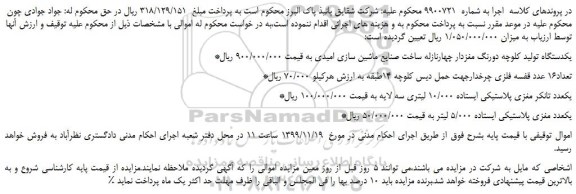 مزایده،مزایده فروش یکدستگاه تولید کلوچه دورنگ مغزدار چهارنازله و...