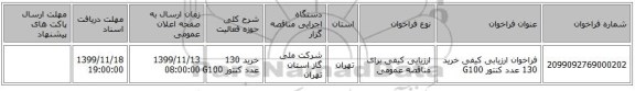 فراخوان ارزیابی کیفی خرید 130 عدد کنتور G100