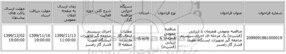 مناقصه عمومی همزمان با ارزیابی (فشرده) یک مرحله ای اجرای سیستم صاعقه گیر تجهیزات ایستگاه تقویت فشار گاز رامسر