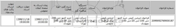 فراخوان ارزیابی کیفی خرید کنتور جی 100-جی 25-جی 100 دوپوندی 