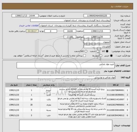 استعلام خرید مواد غذایی