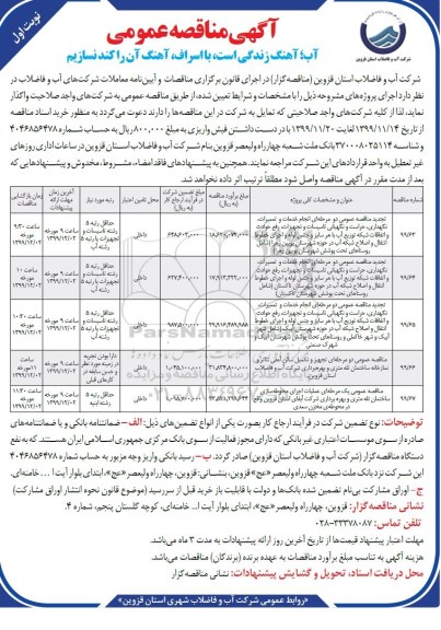 مناقصه، مناقصه انجام خدمات تعمیرات، نگهداری، حراست و نگهبانی تاسیسات و تجهیزات...