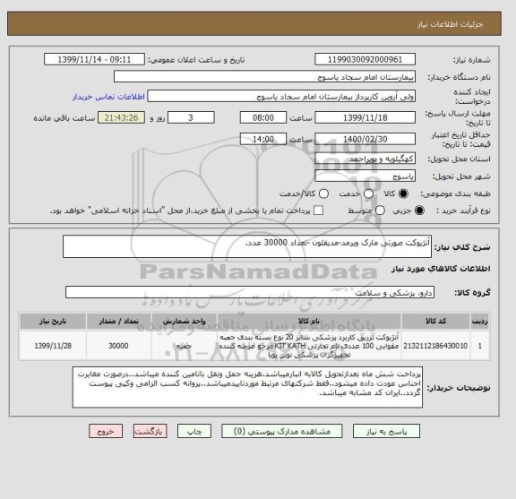 استعلام آنژیوکت صورتی مارک ویرمد-مدیفلون -تعداد 30000 عدد.