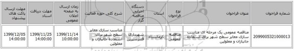 مناقصه عمومی یک مرحله ای مناسب سازی معابر سطح شهر برای استفاده جانبازان و معلولین 