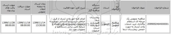 مناقصه عمومی یک مرحله ای استعلام واگذاری خرید خدمات واحد لندری به صورت حجمی بیمارستان شفا
