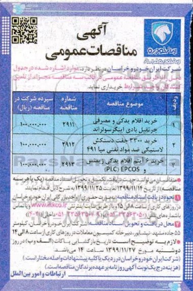 مناقصات , مناقصات خرید اقلام یدکی و مصرفی جرثقیل بادی اینگر سولراند... 