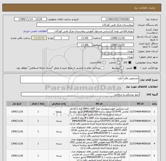 استعلام تشخیص بافت آراژن