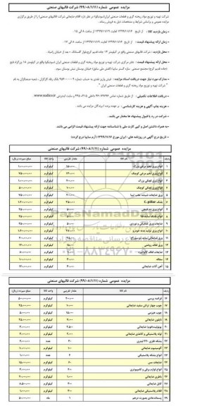 مزایده, مزایده اقلام ضایعاتی شرکت (قالبهای صنعتی)
